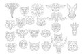 23 Animals polygon Vectors in one White Background