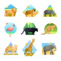 Animals Polygonal Emblem Set