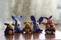 Animals rabbits, cows and fish from multi-colored plasticine, which hardens. Children`s creativity. Funny clay toys