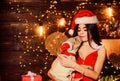 Animals rights. Little cutie. Puppy dog. Happy new year. Merry christmas. Attractive woman lovely pet. Sensual girl in Royalty Free Stock Photo