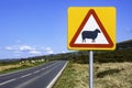 Animals on road, warning sign,Uk Royalty Free Stock Photo