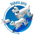 Animals Robots Isometric Background Royalty Free Stock Photo