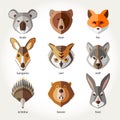 Animals set icon head muzzles