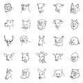 Animals Set Icon Vector with outline style