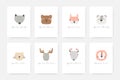 Animals set including wolf, bear, fox, panda, cat, moose, deer, lion. Royalty Free Stock Photo