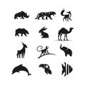 Animals set logo vector silhouette