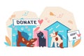 Animals shelter banner or poster design for pets adoption and money fundraising.