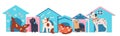 Animals shelter and pets adoption banner layout. Finding new house for pets.