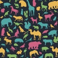 Animals silhouette seamless pattern. Royalty Free Stock Photo