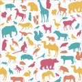 Animals silhouette seamless pattern. Royalty Free Stock Photo