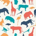 Animals silhouette seamless pattern. Royalty Free Stock Photo