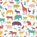 Animals silhouette seamless pattern. Royalty Free Stock Photo