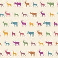 Animals silhouette seamless pattern. Wildlife tiled textured bac Royalty Free Stock Photo