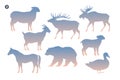 Animals silhouette set. Silhouette of animals on white background Royalty Free Stock Photo