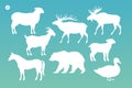 Animals silhouette set. White silhouette of animals Royalty Free Stock Photo