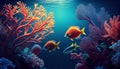 Animals of the underwater sea world. Ecosystem. Colorful tropical fish. Life in the coral reef Royalty Free Stock Photo