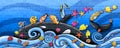 Animals underwater travel by whale Wall Paint