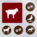 Animals vectors, icons, illustrations, red and brown backkckground