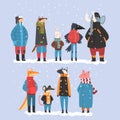 Animals Wearing Warm Clothes Collection, Raven, Fox, Seal, Elephant, Badger, Mouse, Rabbit, Dog, Humanized Animal