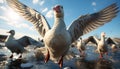 Animals in the wild flying outdoors, seagull, feather, blue, farm generated by AI Royalty Free Stock Photo