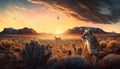 Animals wilderness landscape sky one created with generative AI