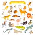 Animals world map, Australia. Vector illustration