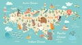 Animals world map, Eurasia