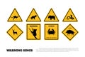 Animals yellow warning signs. Set of danger stickers and icons Royalty Free Stock Photo