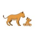 Animals of zoo. The lion family in cartoon style. Isolated cute character
