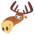 Funny Cartoon moose head. Vector illustration. Royalty Free Stock Photo