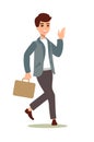 Businessman character set. Animate character. Male personage constructor. Different man postures. Vector set personage.