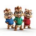 Animated Action: Three Chipmunks In Glasses And Hoodies