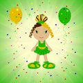 Animated babe on a green background, festive background with balloons