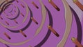 Animated background with moving cake circles. Design. Abstract animation with moving circles of birthday cake. Festive