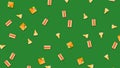 Animated background with repeating food pattern on green background. Animation. Beautiful cartoon animation with