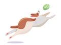 Animated beagle leaping joyfully towards a tennis ball, playful moment captured. Cartoon dog engaging in a fun game of Royalty Free Stock Photo