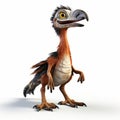 Animated Bird In Dinopunk Style 3d Cartoon Deinonychus With Exaggerated Facial Features