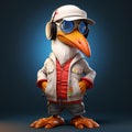 Animated Bird In Jacket Witty And Clever Zbrush Style Cartoon