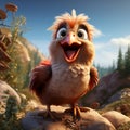 Animated Bird On Rocks: A Cartoon Realism Film Pioneer Royalty Free Stock Photo