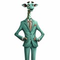 Animated Cartoon Giraffe With A Suit And Tie: Tiago Hoisel-inspired Illustration