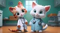 Animated Cats as Veterinarians, Surgeons, and Nurses in a Hospital Setting AI Generated