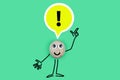 Animated character from a pebble with a happy face and a burning exclamation mark in his mind, pebble found a solution