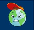 Earth boy cartoon character with various face expression
