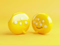An animated chat scene with two yellow speech bubbles and a text symbol. Royalty Free Stock Photo
