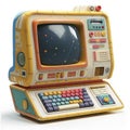 Animated Childs Colorful Computer Space Exaggerated Scale Front View