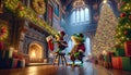 Animated Christmas Frogs Decorating