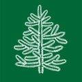 Animated Christmas green tree isolated on green background in flat style