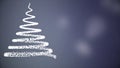 Animated Christmas tree with falling snowflakes on blue background. Christmas mood.