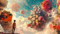 Animated City of Colorful Balloons and Boxes in Dreamscape Portraiture