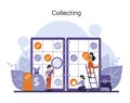 Animated collectors curate coins into Royalty Free Stock Photo